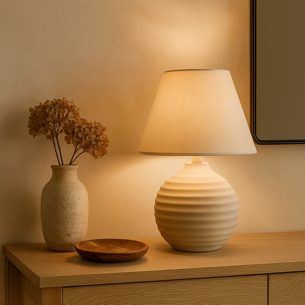 Lampa ceramiczna Solura Ripple delikatny beż